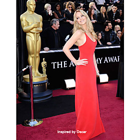 Sheath/ Column Scoop Floor-length Satin/ Evening Dress inspired by Jennifer Lawrence at the 83st Oscar (FSH1102209)