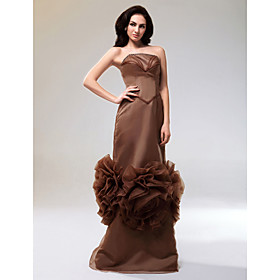 Trumpet/ Mermaid Strapless Floor-Length Satin Organza Prom/ Evening Dress (FSM0137)