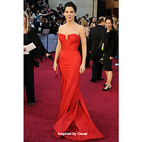 Trumpet/ Mermaid Strapless Court Train Satin/ Evening Dress inspired by Sandra Bullock at the 83st Oscar(FSA1111213)