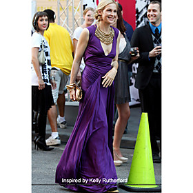 Chiffon A-line V-neck Floor-length Evening Dress inspired by Kelly Rutherford
