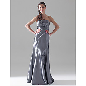 Sheath/ Column Strapless Floor-length Taffeta Bridesmaid Dress