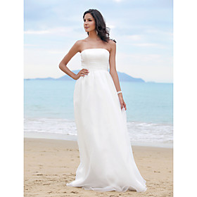 Sheath/ Column Strapless Floor-length Tulle Over Satin Wedding Dress