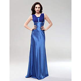 Sheath/ Column Square Neckline Floor-length Elastic Silk Like Satin Evening/ Bridesmaid Dress (HSX039)