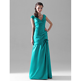Trumpet/ Mermaid V-neck Floor-length Satin Bridesmaid Dress Trumpet/ Mermaid V-neck Floor-length Satin Bridesmaid Dress