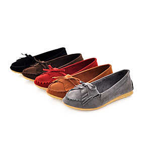 Suede Upper Flat Closed-toes With Bowknot Fashion Shoes(0987-HONGSY A-9) .More Colors Available