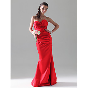 Trumpet/ Mermaid Sweetheart Floor-length Satin Bridesmaid Dress