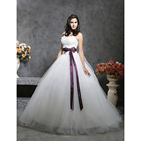 Satin Tulle Ball Gown Sweetheart Chapel Train Wedding Dress inspired by Kate Huds in Bride Wars