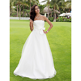 A-line Strapless  Floor-length Satin Wedding Dress / Reception Dress (WGY0136)