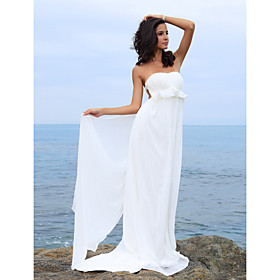 Sheath/ Column Sweetheart Chiffon Backless Court Train Wedding Dress