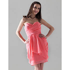 Sheath/ Column Sweetheart Short/ Mini Chiffon Bridesmaid Dress