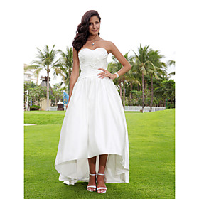 A-line Sweetheart Asymmetrical Satin Wedding Dress