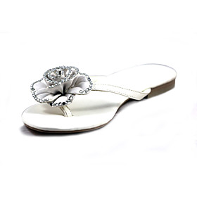 Microfiber PU Upper Flat Flip Flops With Flower Honeymoon Shoes.More Colors Available
