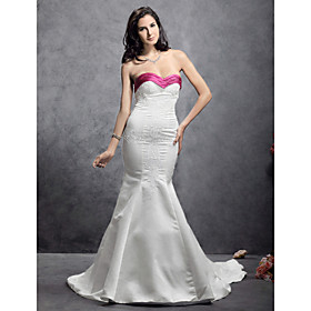 2010 Style Trumpet/ Mermaid Sweetheart Court Trains Sleeveless Satin Wedding Dress (WGY0546)
