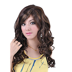 Capless Long High Quality Synthetic Brown with Light Blonde Curly Hair Wig