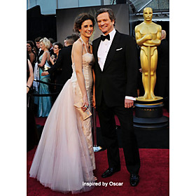 Sheath/ Column Halter Floor-length Satin Tulle/ Evening Dress inspired by Livia Giuggioli at the 83st Oscar (FSH1102217)