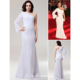 Robe De Soirée Inspirée Par Kim Kardashian Lors Des  Emmy Awards : Trompette En Mousseline De Soie / Sirène