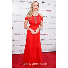 Chiffon A-line Straps Floor-length Evening Dress inspired by Scarlett Johansson