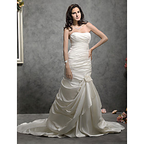 Trumpet/ Mermaid Sweetheart Chapel Train Satin Weddding Dress