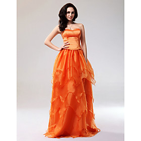 A-line Sweetheart Floor-length Satin Organza Prom/ Evening Dress (FSN0064)