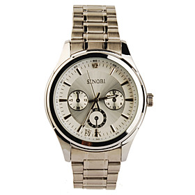 Silvery Bezel Stainless Steel Round Shape Quartz Watch For Men