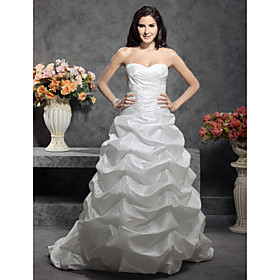 Ball Gown Sweetheart Chapel Train Taffeta Wedding Dresses for Bride (HSX1251)