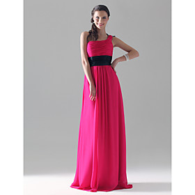 Sheath/ Column One Shoulder Floor-length Chiffon/ Mading Bridesmaid/ Wedding Party Dress