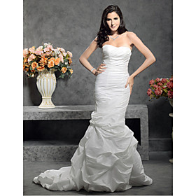 Trumpet/ Mermaid Sweetheart Court Train Taffeta Weddding Dress