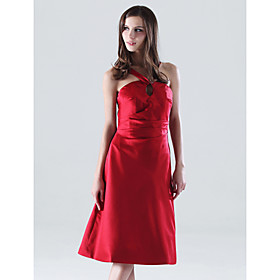 Sheath/ Column Halter Knee-length Taffeta Bridesmaid/ Wedding Party/ Homecoming Dress (HSX151)
