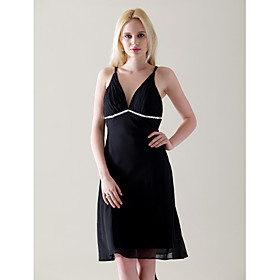 A-line Princess V-neck Knee-length Chiffon Satin Cocktail Dress