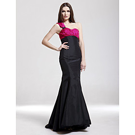 Trumpet/ Mermaid One Shoulder Floor-length Taffeta Evening Dress