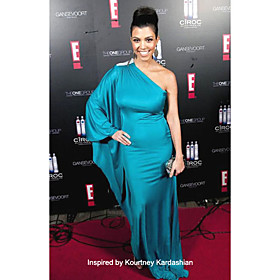 Elastic Woven Satin Sheath/ Column One ShoulderEvening Dress inspired by Kourtney Kardashian