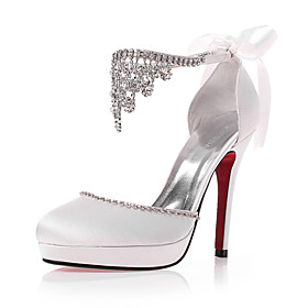 Satin Upper Stiletto Heel Closed Toe With Rhinestone Wedding/ Party Shoes More Color Available
