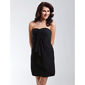Sheath/ Column Sweetheart Short/ Mini Chiffon Over Matte Satin Cocktail Dress(FSH0412)