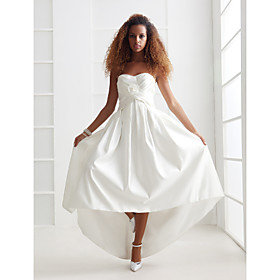 A-line/ Princess Sweetheart Asymmetrical Satin Wedding Dress