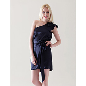 
	Sheath/ Column One Shoulder Short/ Mini Elastic Silk-like Satin Cocktail Dress	
