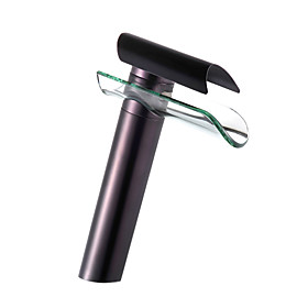 Oil Rubbed Bronze Waterfall Bathroom Sink Faucet (Tall)
