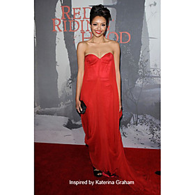 Chiffon Sheath/ Column Sweetheart Sweep Train Evening Dress inspired by Katerina Graham