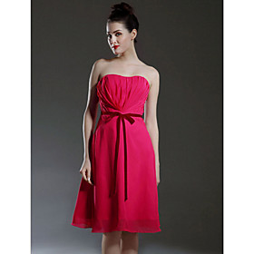 2010 Style  A-line Sweetheart  Knee-length  Sleeveless Chiffon Bridesmaid Dress (FSM0680)