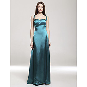 Empire Spaghetti Straps Floor-length Elastic Satin Bridesmaid/ Wedding Party Dress (FSH0503)