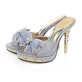 Cloth Upper Stiletto Heel Slipper With Rhinestone Party/ Evening Shoes.More Colors Available
