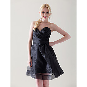 
	A-line Sweetheart Short/ Mini Taffeta Organza Cocktail Dress	