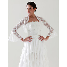 3/ 4-Length Sleeves Tulle With Pattern Bridal Wedding Jacket/ Wrap 3/ 4-Length Sleeves Tulle With Pattern Bridal Wedding Jacket/ Wrap