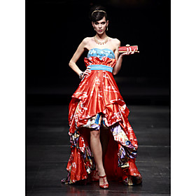 A-line Sweetheart Asymmetrical Satin Elastic Silk-like Satin Evening Dress