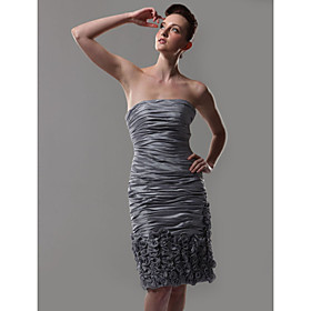 2009 Stytle Column Strapless Knee-length Taffeta Cocktail Dress(HSX254)
