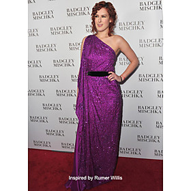 Sequined Column One Shoulder Floor-length Evening Dress inspired by Rumer Willis