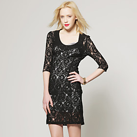 Three-quarters Sleeves All-over Lace Round Neckline Dress / Women's Dresses (FF-B-CA0853003) Three-quarters Sleeves All-over Lace Round Neckline Dress / Women's Dresses (FF-B-CA0853003)