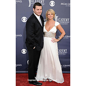 Chiffon Sheath/ Column V-neck Floor-length Evening Dress inspired by Miranda Lambert