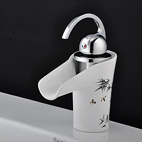Elegant Waterfall Bathroom Sink Faucet with Ceramic Spout