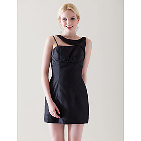 Sheath/ Column Straps Short/ Mini Taffeta Cocktail Dress