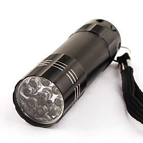 One Mode 9 LED Stainlee Steel Flashlight Black